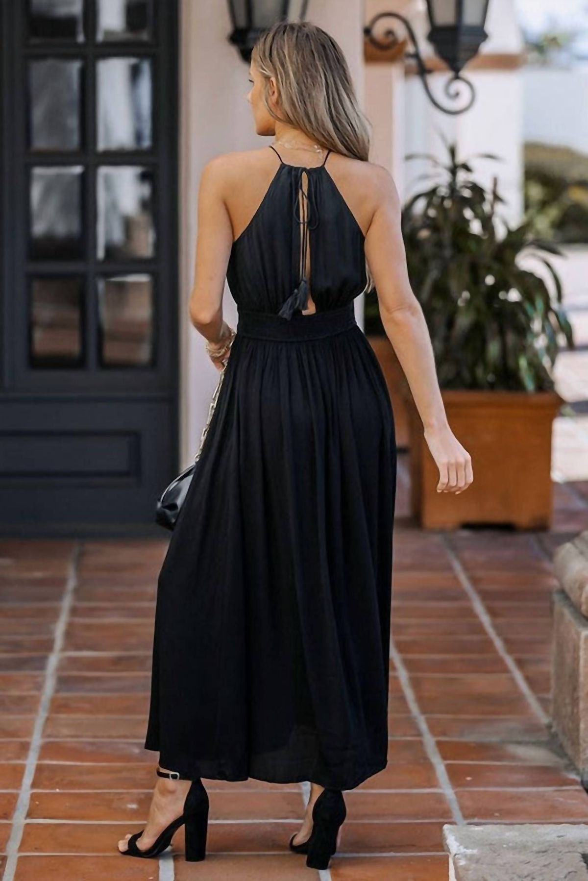 Style 1-1860773895-2791 LOVESTITCH Size L High Neck Black Floor Length Maxi on Queenly