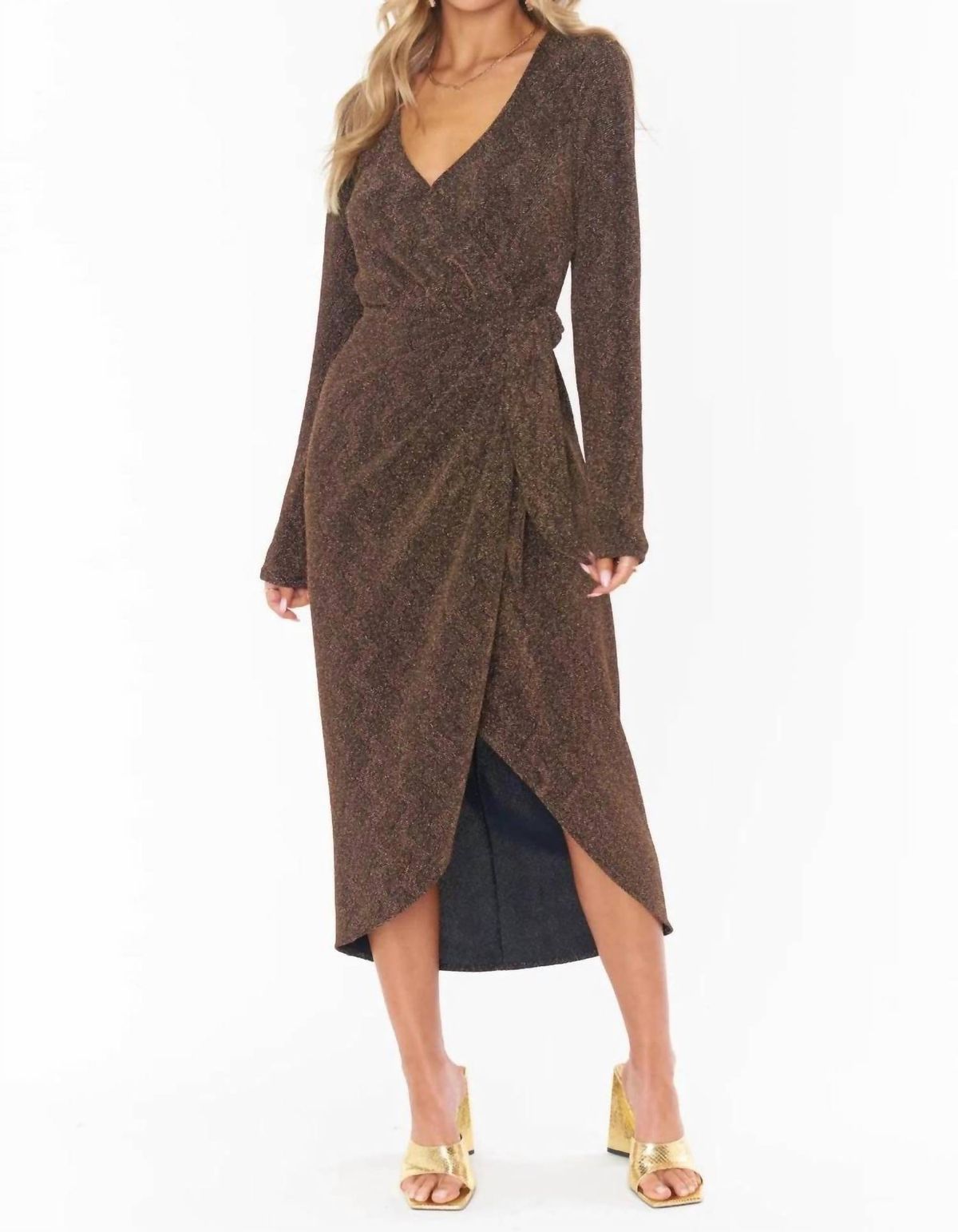 Style 1-211778612-2791 Show Me Your Mumu Size L Long Sleeve Brown Cocktail Dress on Queenly