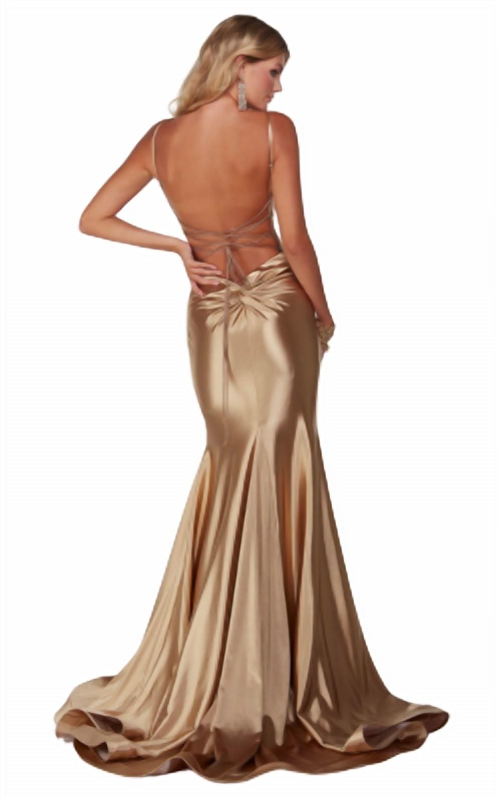 Style 1-2267951157-98 ALYCE PARIS Size 10 Prom Gold Mermaid Dress on Queenly