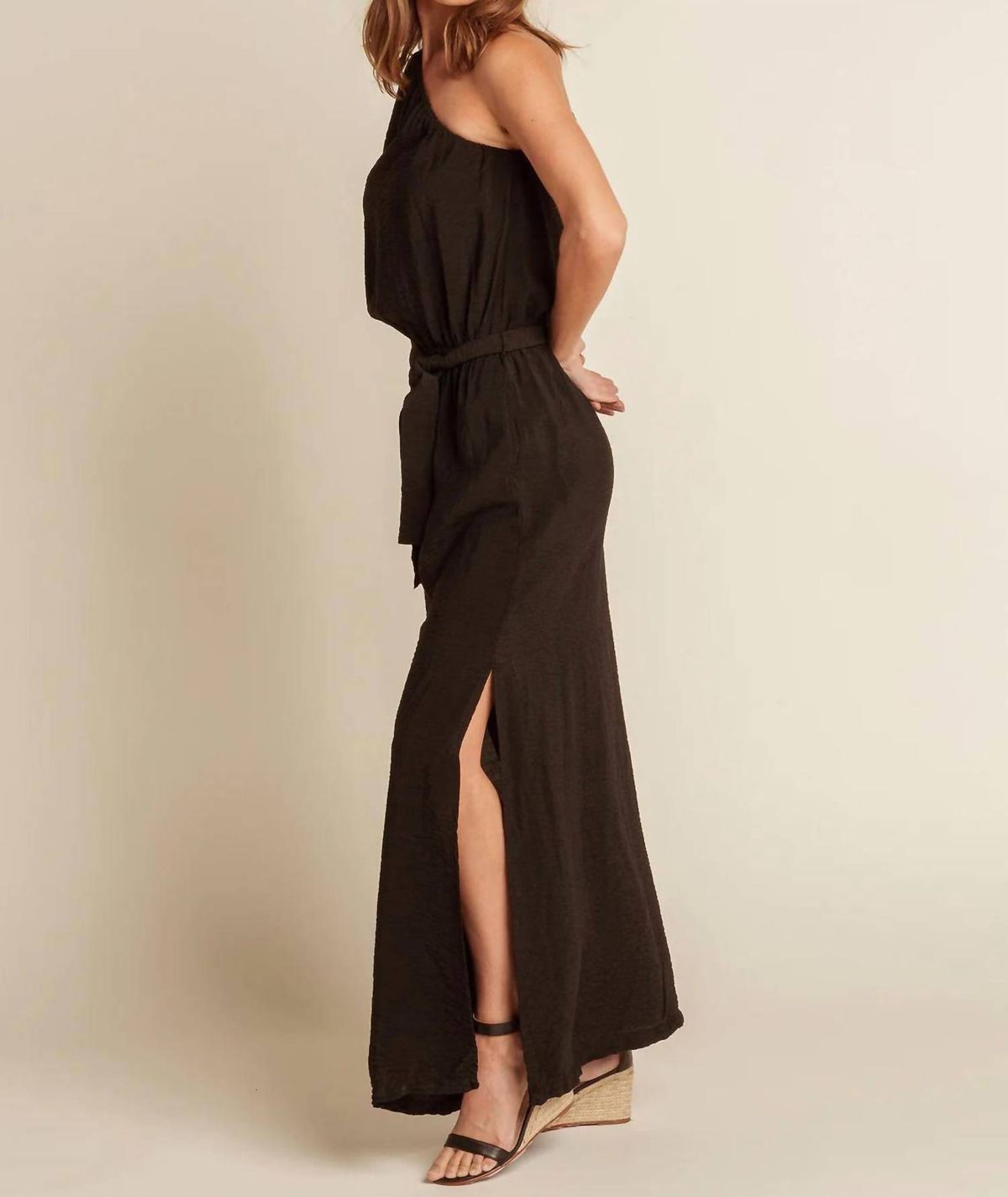 Style 1-2346526414-3236 red haute Size S One Shoulder Black Floor Length Maxi on Queenly