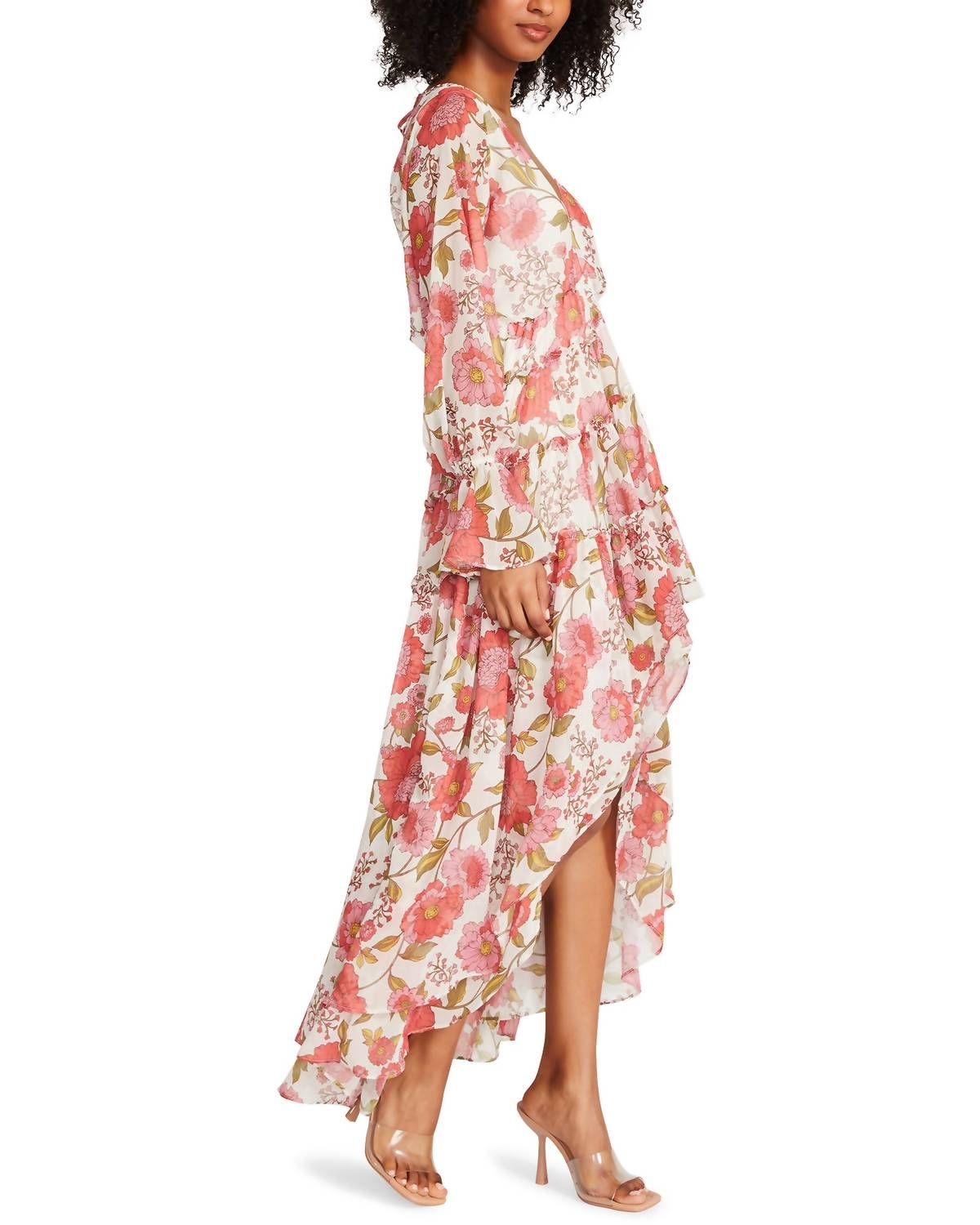 Style 1-2669158434-3855 STEVE MADDEN Size XS Floral Pink Side Slit Dress on Queenly