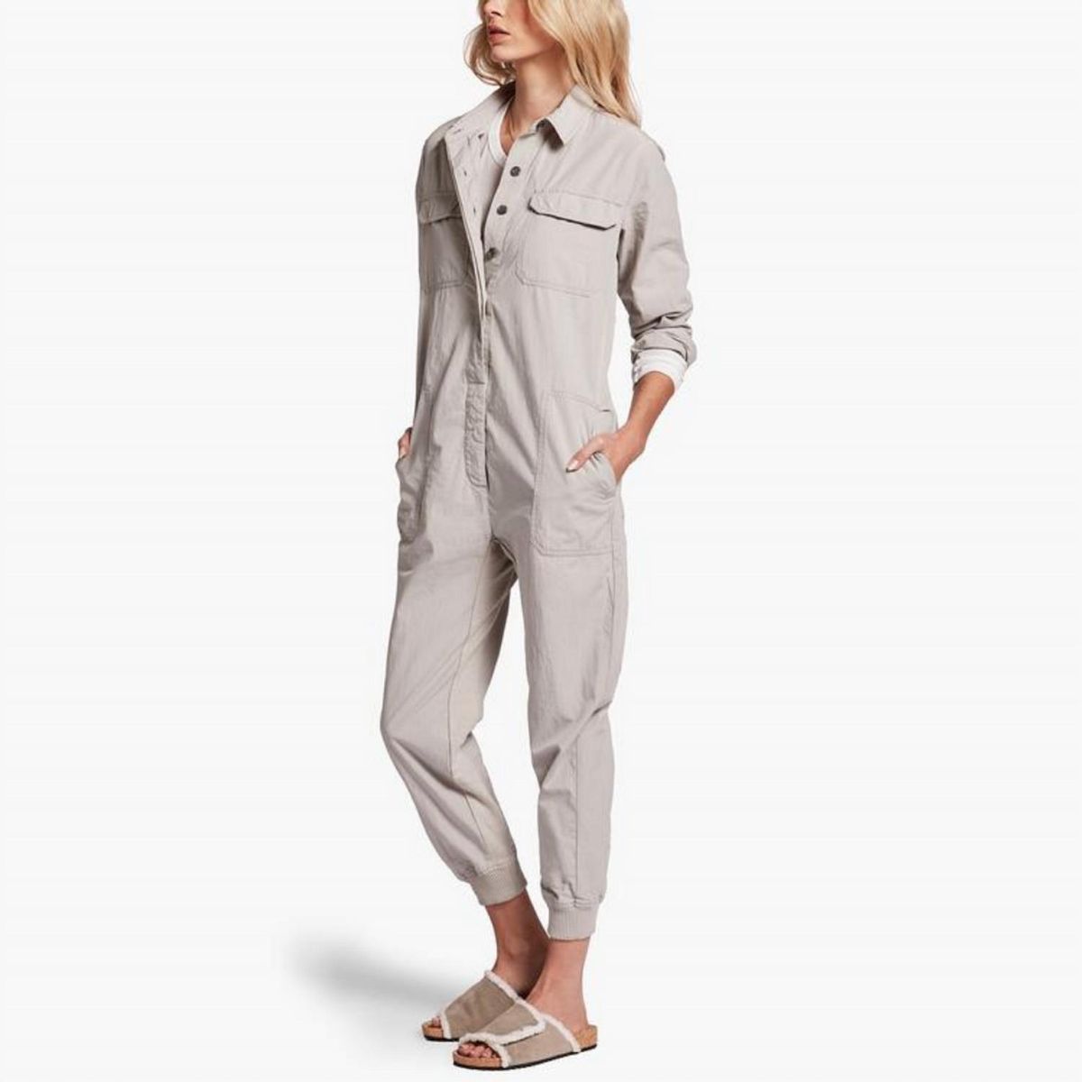 Style 1-2897918181-95 JAMES PERSE Size 2 Gray Formal Jumpsuit on Queenly