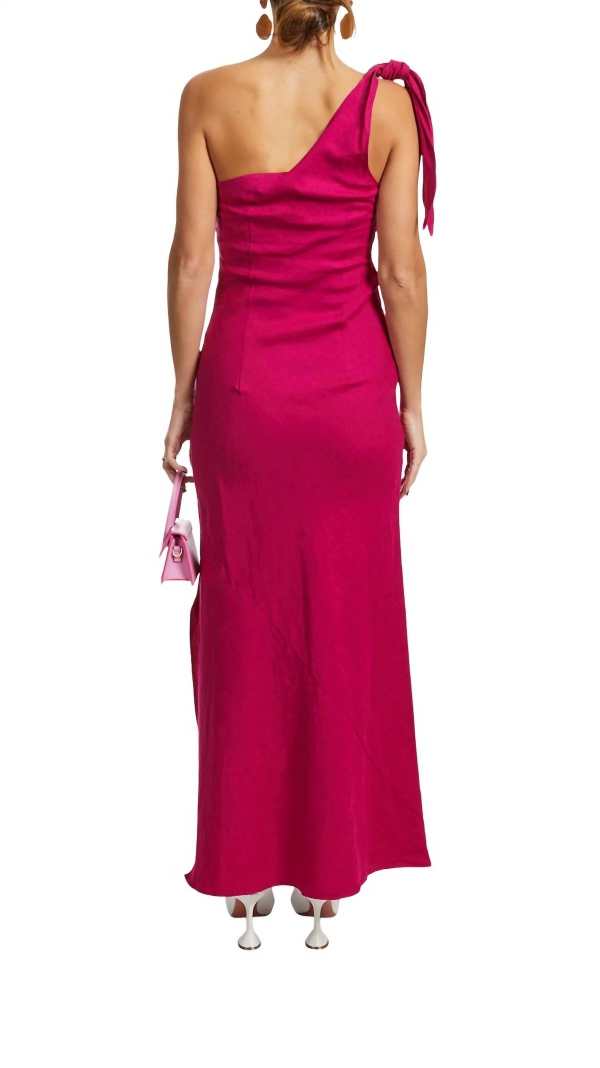 Style 1-3020903161-2791 cult gaia Size L One Shoulder Pink Floor Length Maxi on Queenly