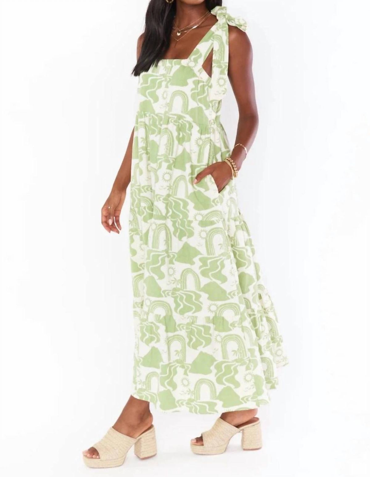 Style 1-3039491589-3011 Show Me Your Mumu Size M Green Floor Length Maxi on Queenly