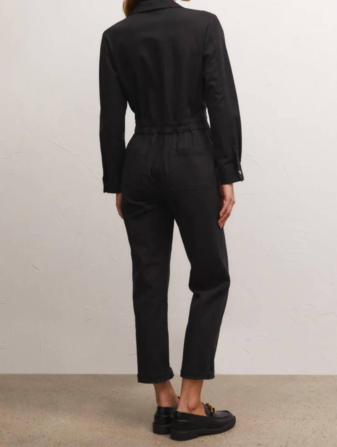 Style 1-3174251075-2901 Z Supply Size M Long Sleeve Black Formal Jumpsuit on Queenly