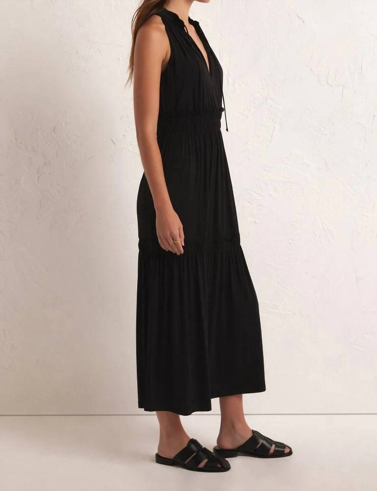 Style 1-3508106473-3236 Z Supply Size S Halter Black Floor Length Maxi on Queenly
