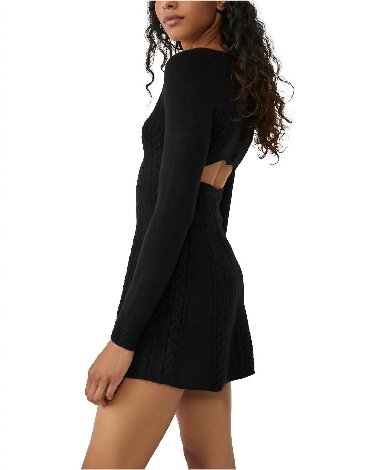 Style 1-3515078026-2696 Free People Size L Long Sleeve Black Cocktail Dress on Queenly