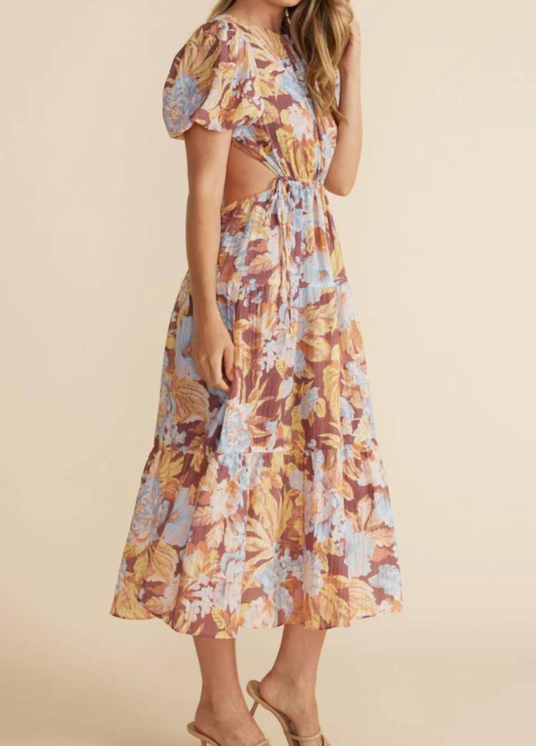 Style 1-3654481461-2696 MINKPINK Size L Floral Nude Cocktail Dress on Queenly