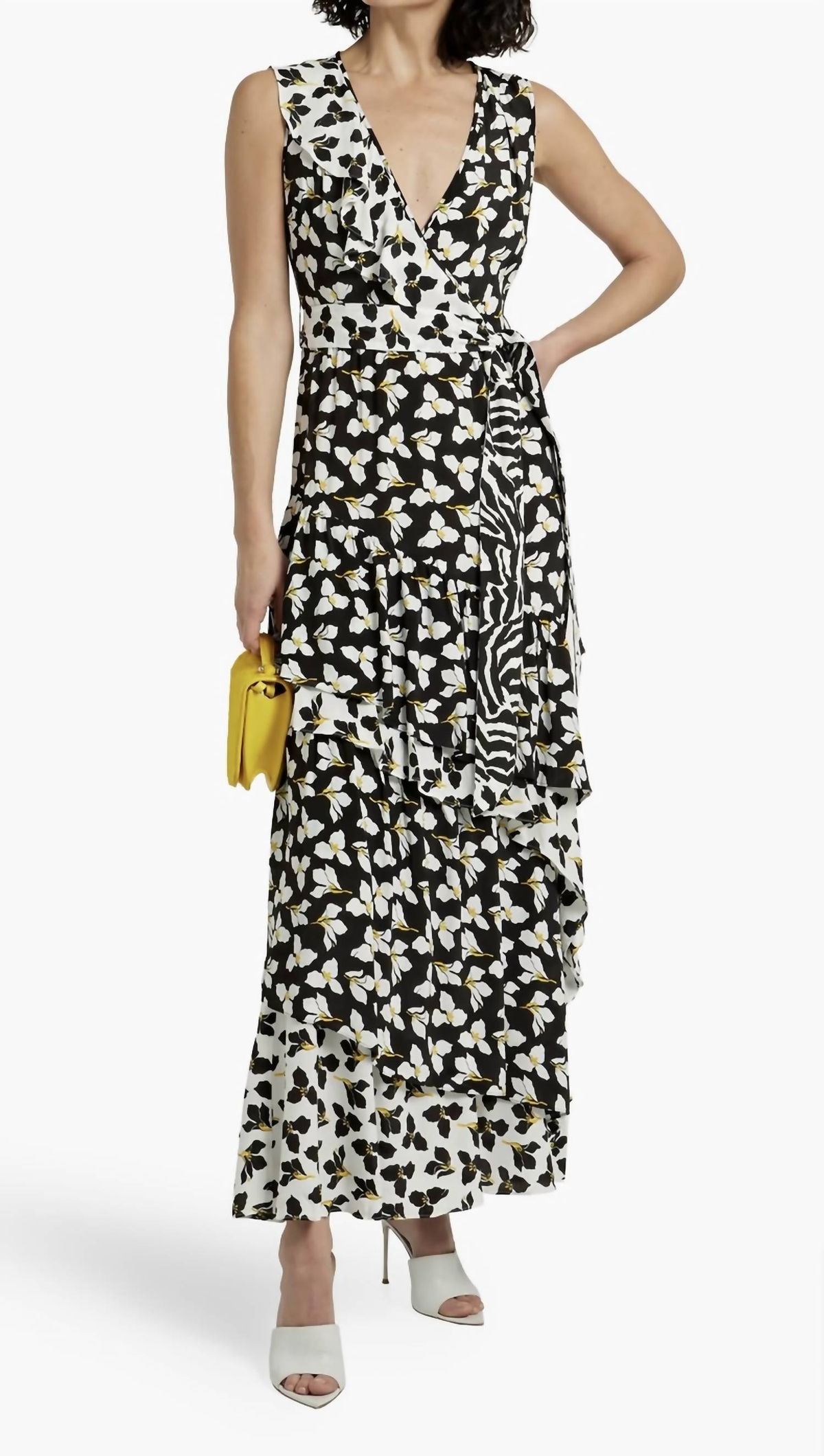 Style 1-3861570052-2168 Diane von Furstenberg Size 8 Floral Black Floor Length Maxi on Queenly