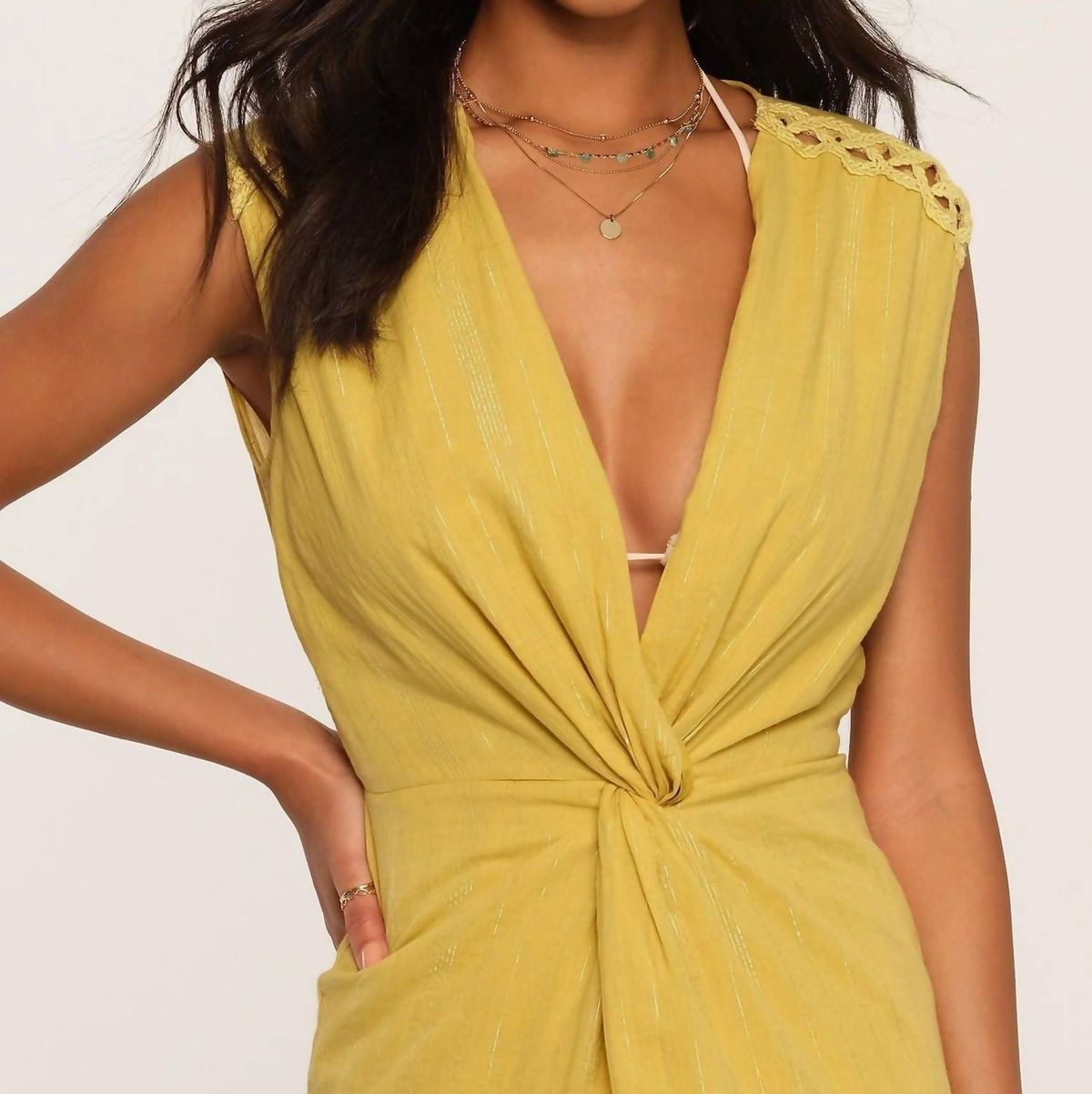 Style 1-4024511997-2791 heartloom Size L Yellow Side Slit Dress on Queenly