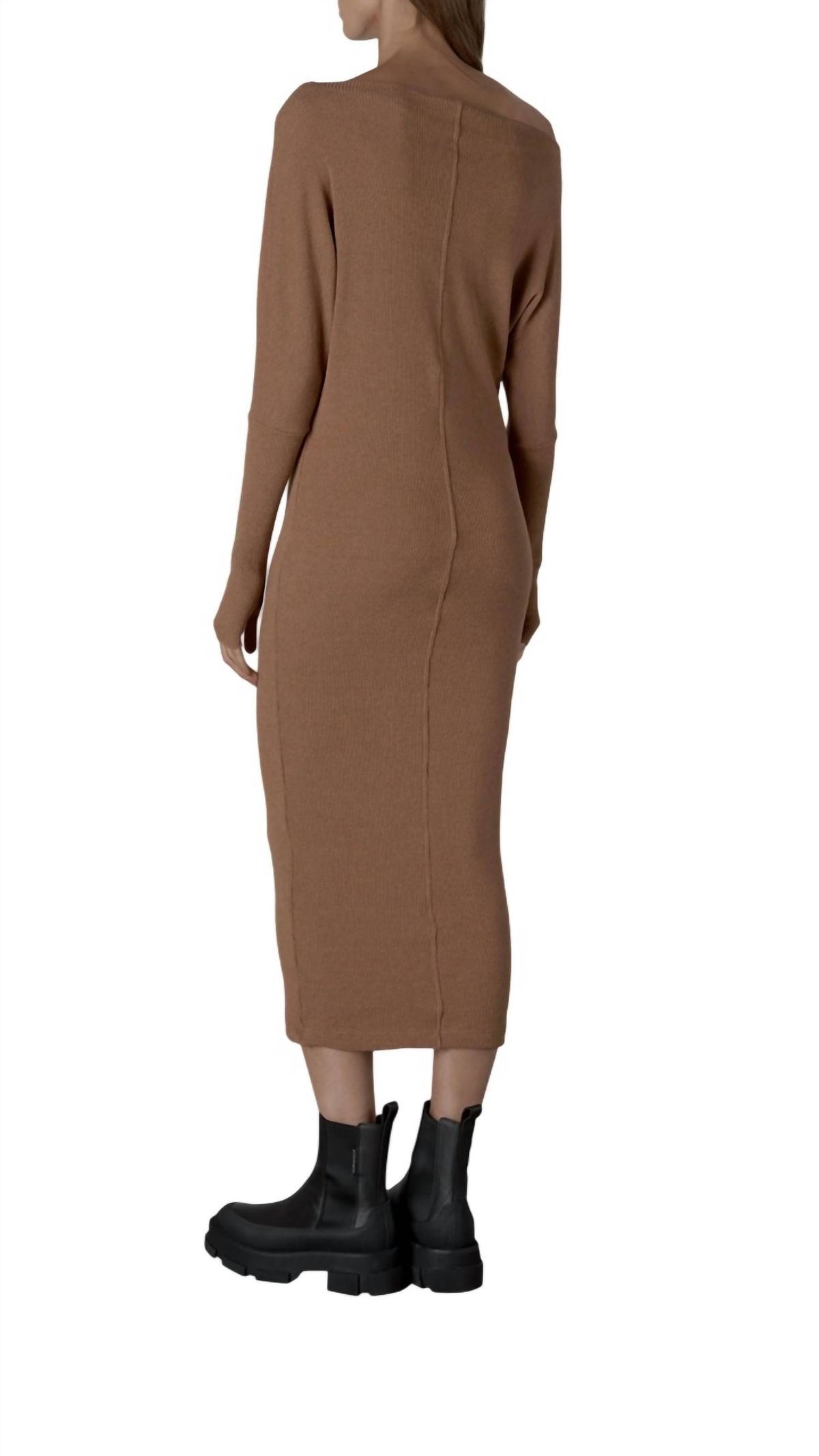 Style 1-4235537973-2791 Enza Costa Size L Long Sleeve Brown Cocktail Dress on Queenly
