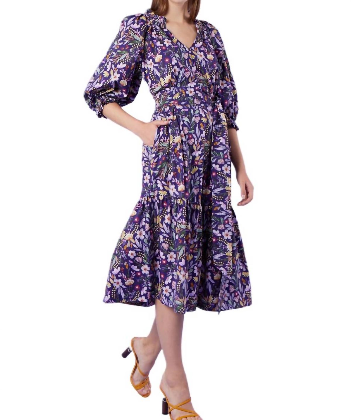 Style 1-4288290179-2696 GILNER FARRAR Size L Floral Purple Cocktail Dress on Queenly