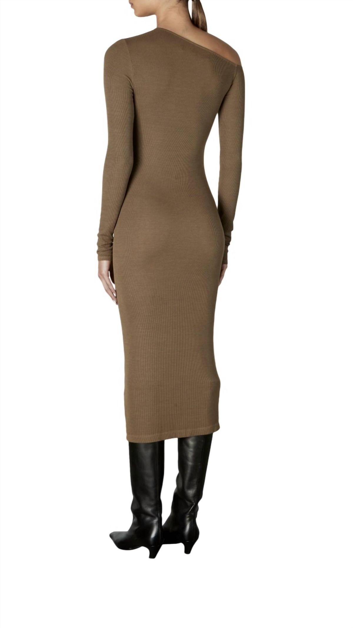 Style 1-578302352-2791 Enza Costa Size L Long Sleeve Satin Brown Cocktail Dress on Queenly