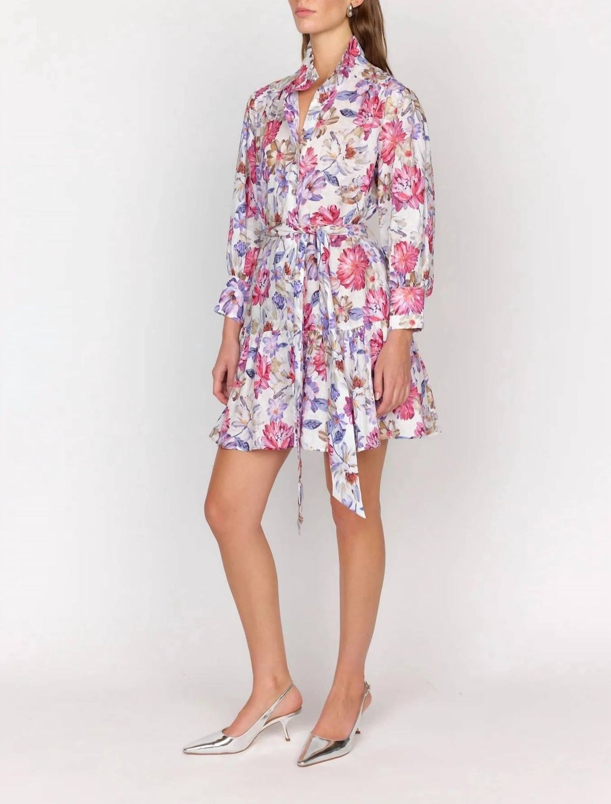 Style 1-744752629-2696 CHRISTY LYNN Size L High Neck Floral Purple Cocktail Dress on Queenly