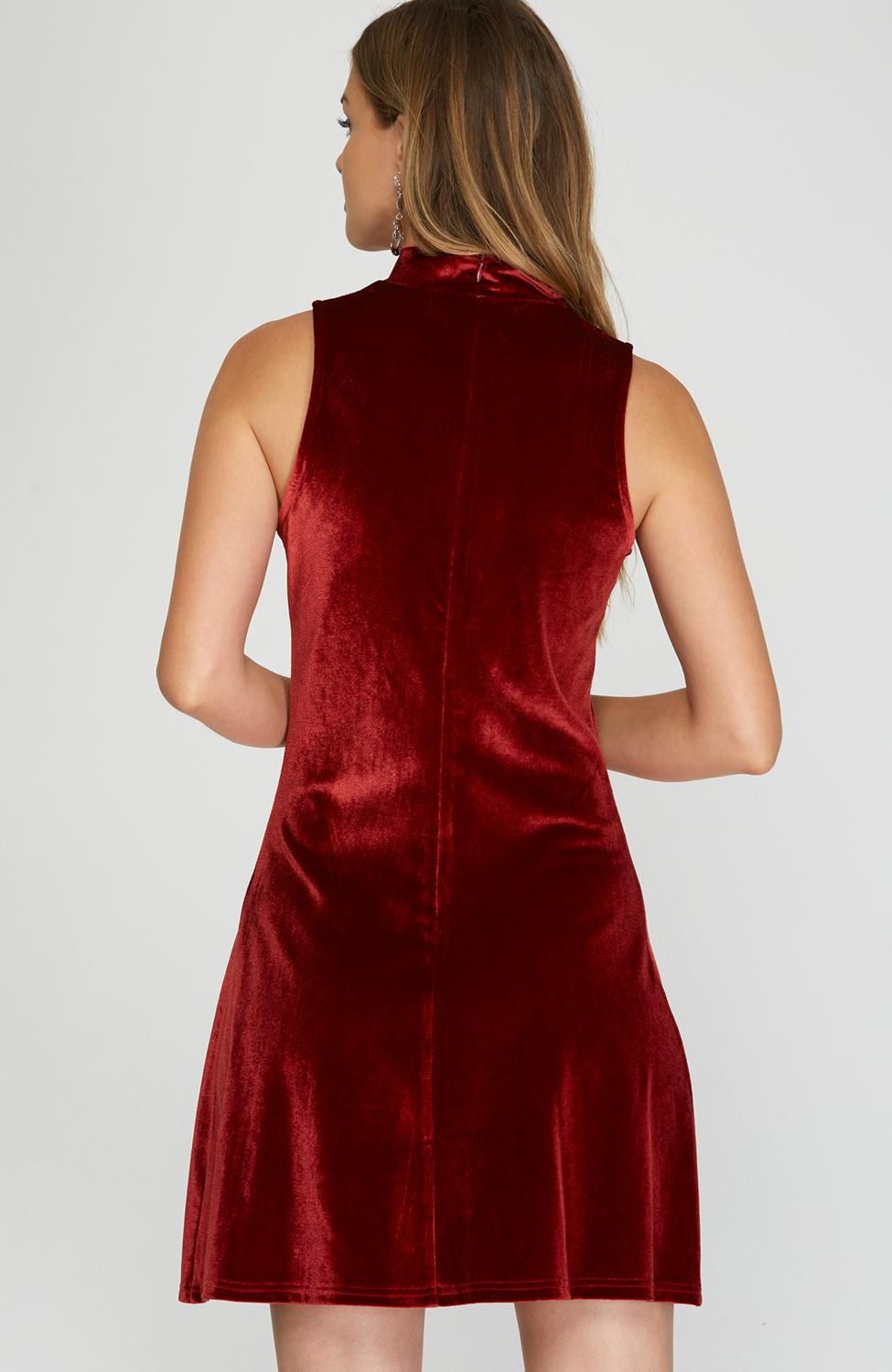 Style 1-762100840-2901 SHE + SKY Size M Velvet Red Cocktail Dress on Queenly