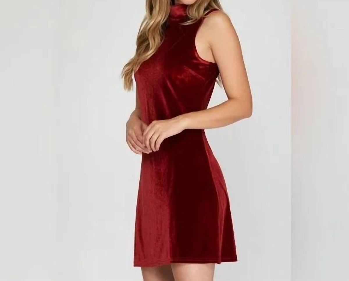 Style 1-762100840-2901 SHE + SKY Size M Velvet Red Cocktail Dress on Queenly