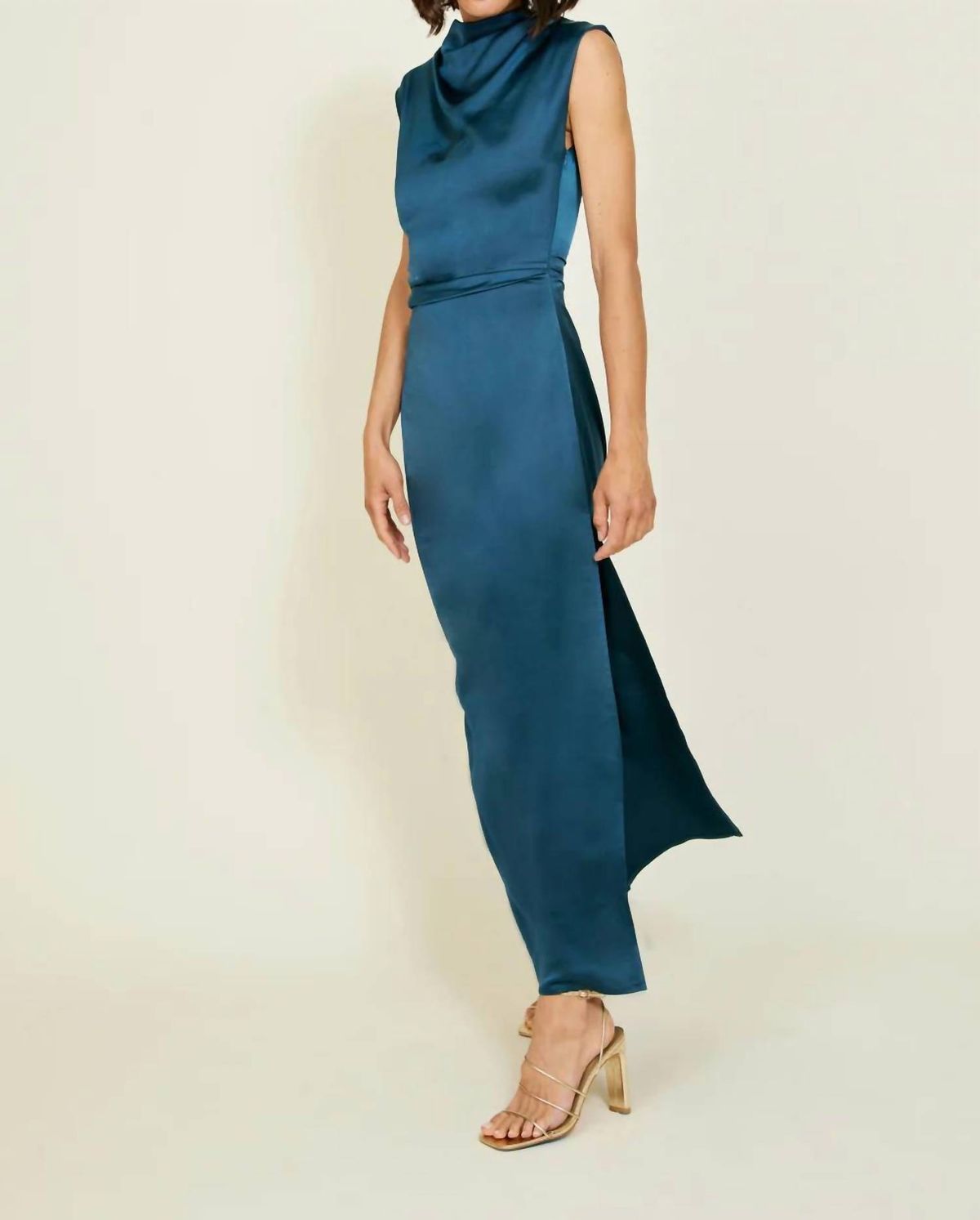 Style 1-891548067-3471 line and dot Size S Blue Side Slit Dress on Queenly