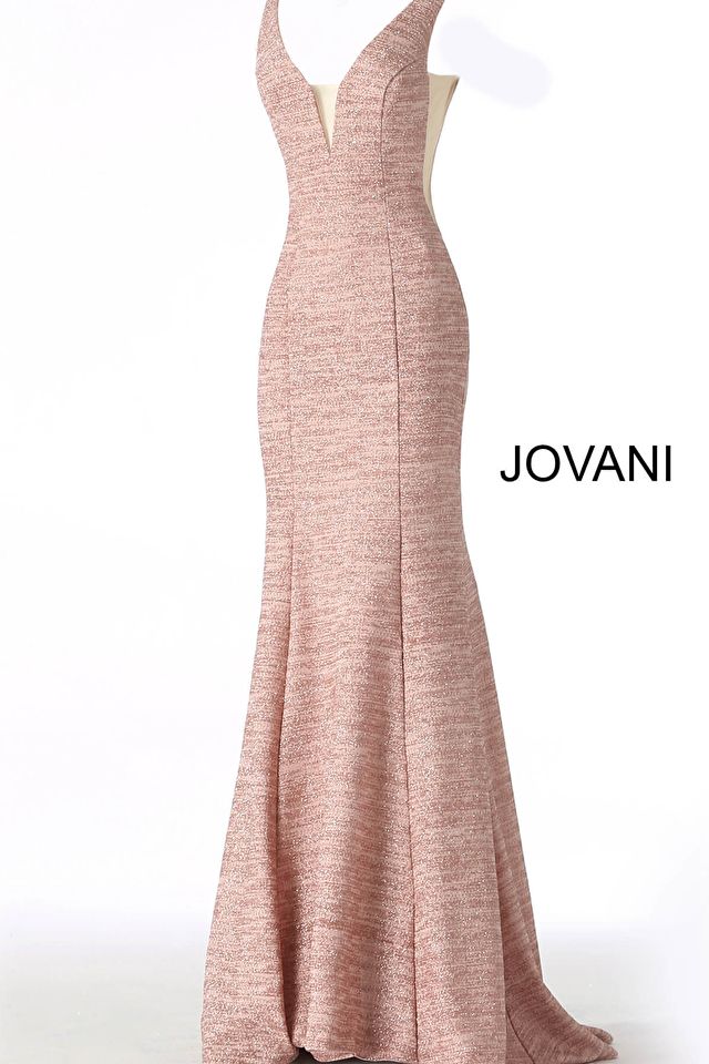 Style 45811 Jovani Size 14 Prom Plunge Sheer Pink Mermaid Dress on Queenly