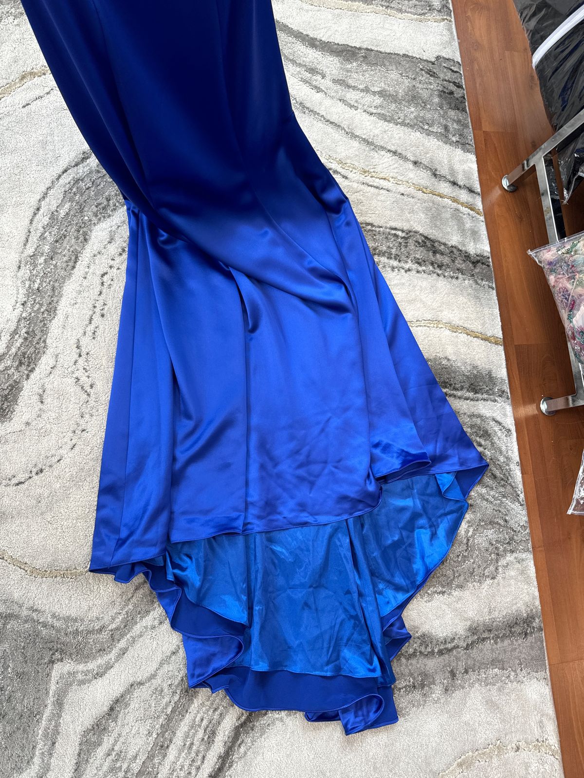 Style 51032 Angela and Alison Size 10 Prom Satin Royal Blue Mermaid Dress on Queenly