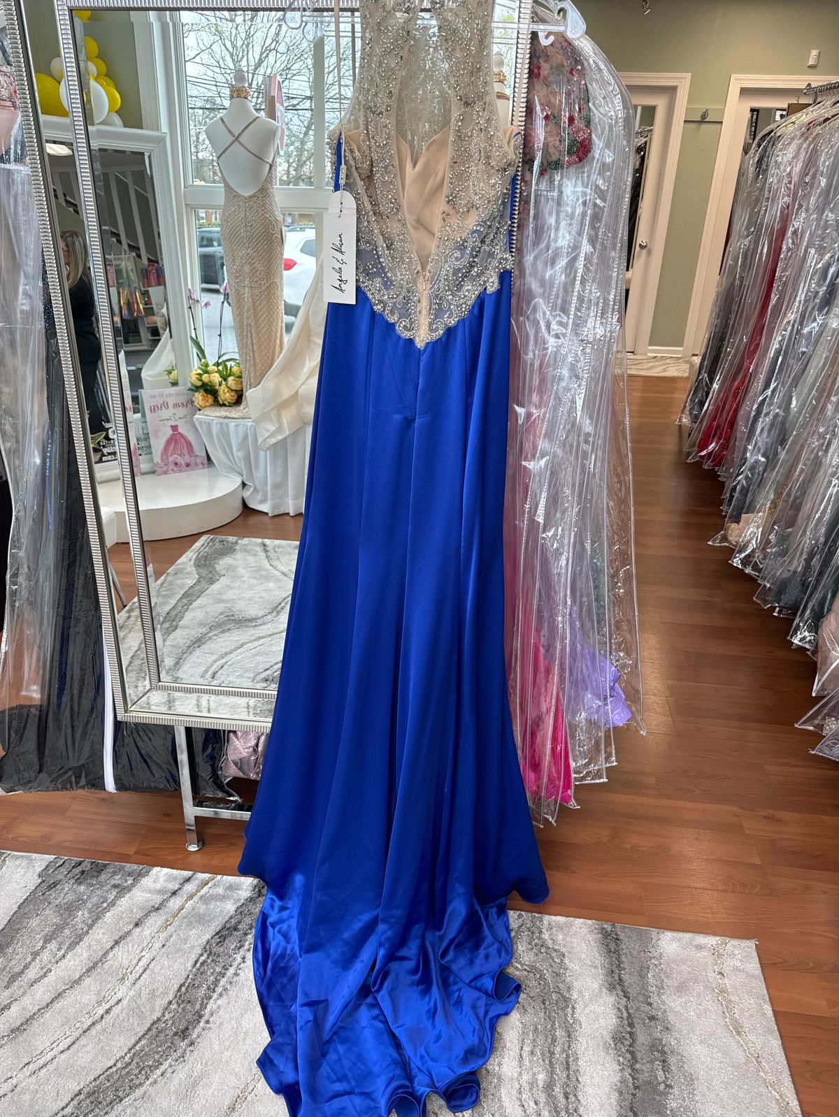 Style 51032 Angela and Alison Size 10 Prom Satin Royal Blue Mermaid Dress on Queenly