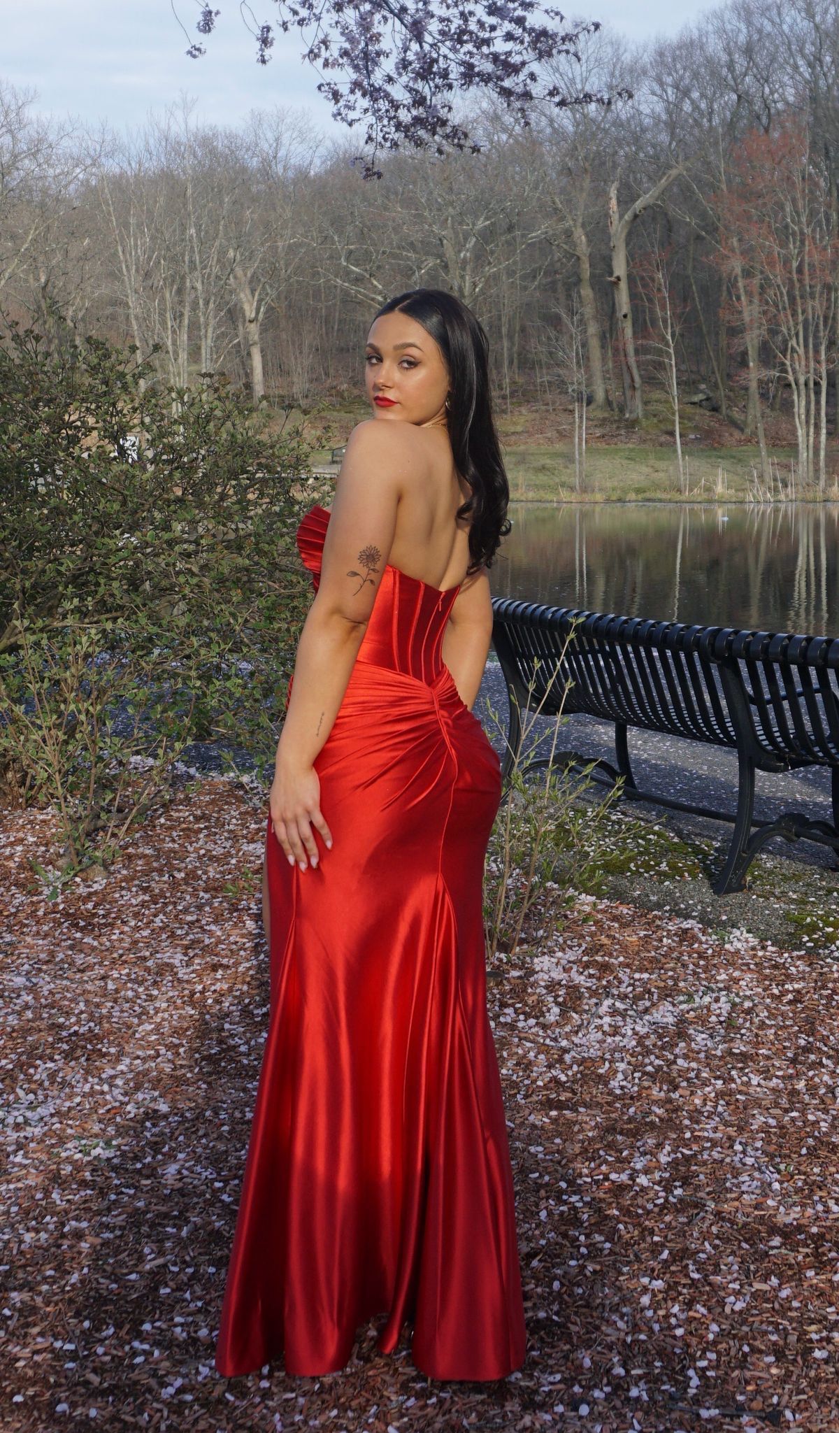 Style 56161 Sherri Hill Size 6 Prom Strapless Red Mermaid Dress on Queenly