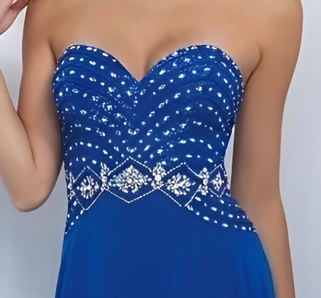 Blush Prom Size 4 Prom Strapless Sequined Royal Blue A-line Dress on Queenly