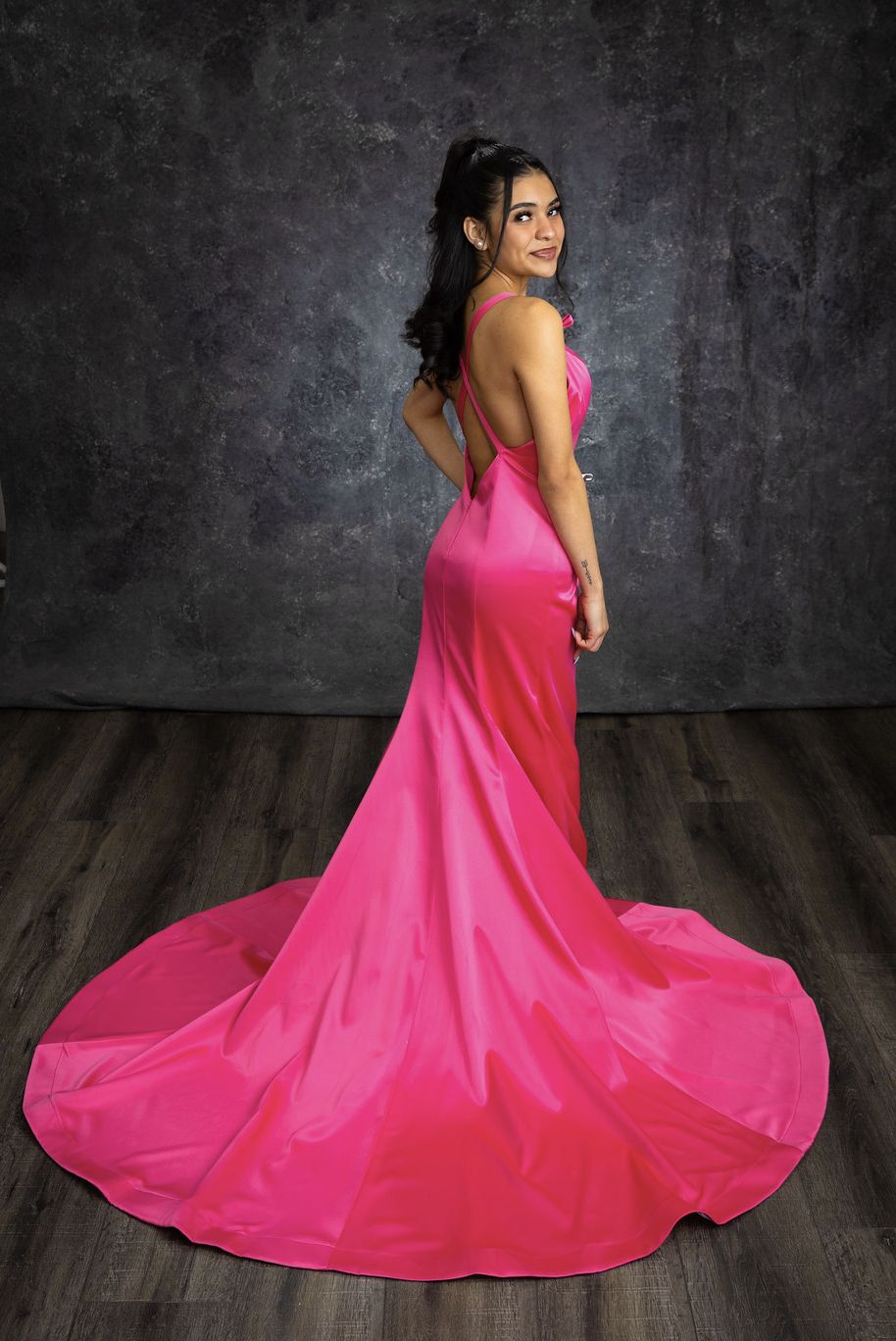 Style ROSARIO Size 2 Prom Hot Pink Side Slit Dress on Queenly