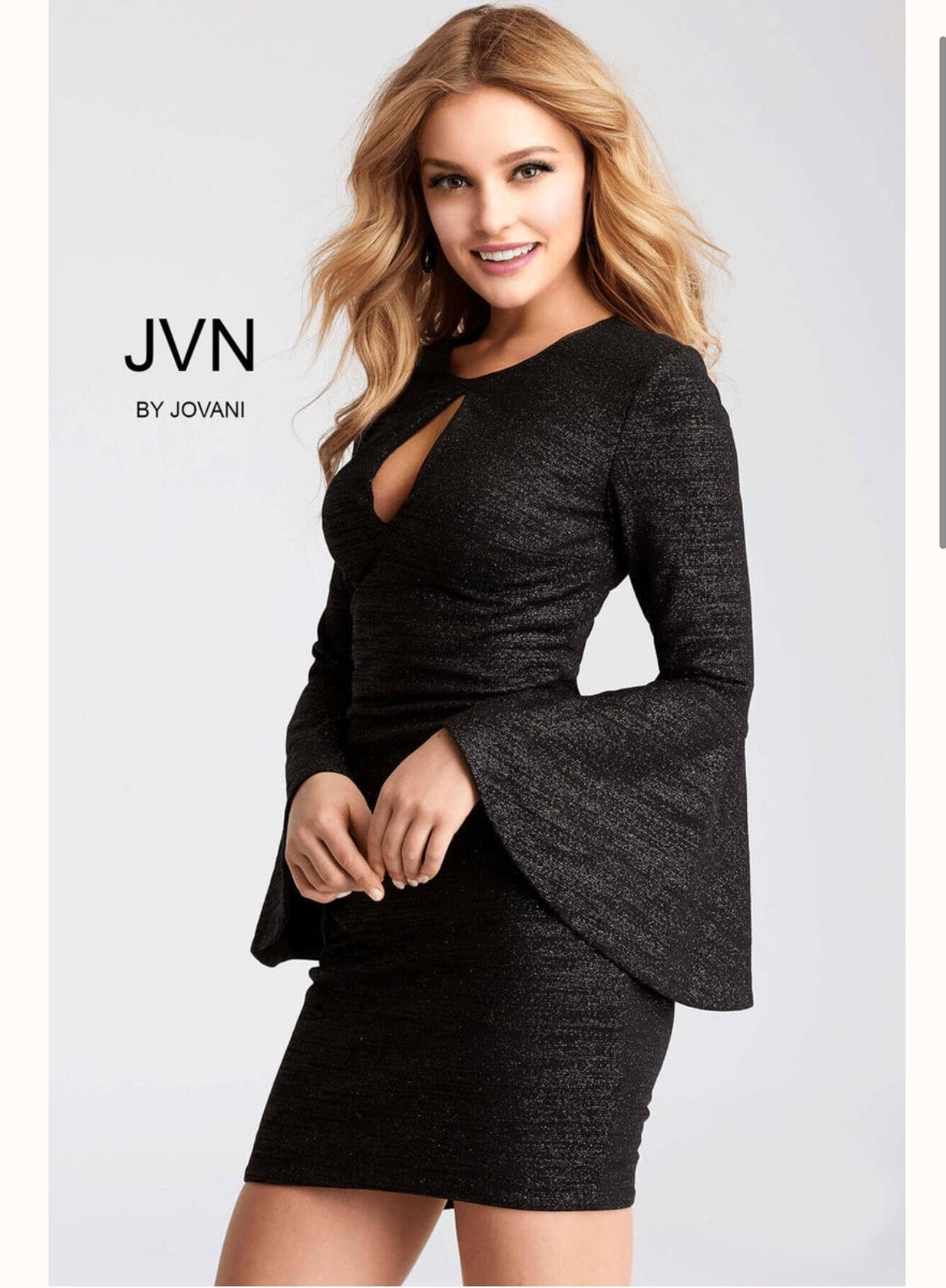 Jovani Size 4 Homecoming High Neck Black Cocktail Dress on Queenly