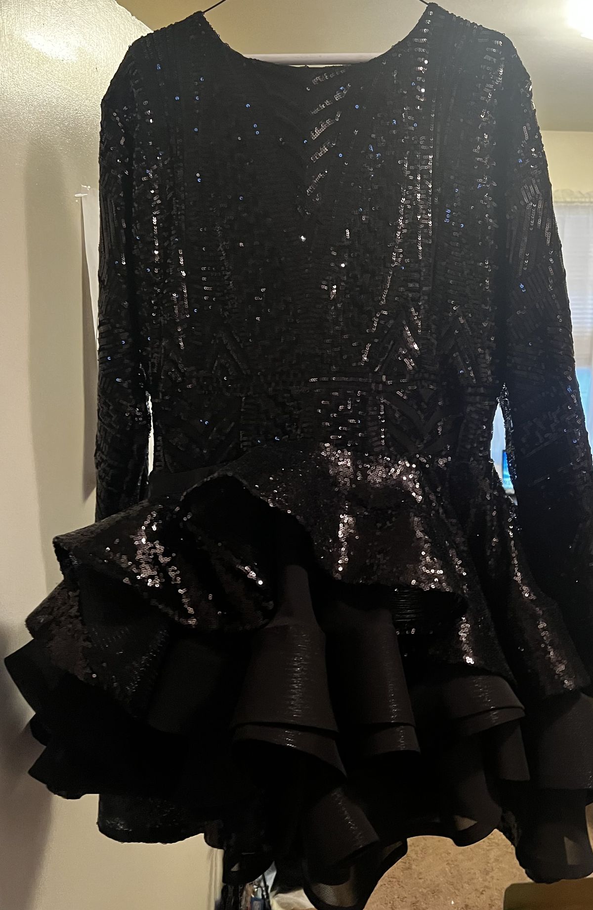 Plus Size 20 Prom Long Sleeve Black Cocktail Dress on Queenly