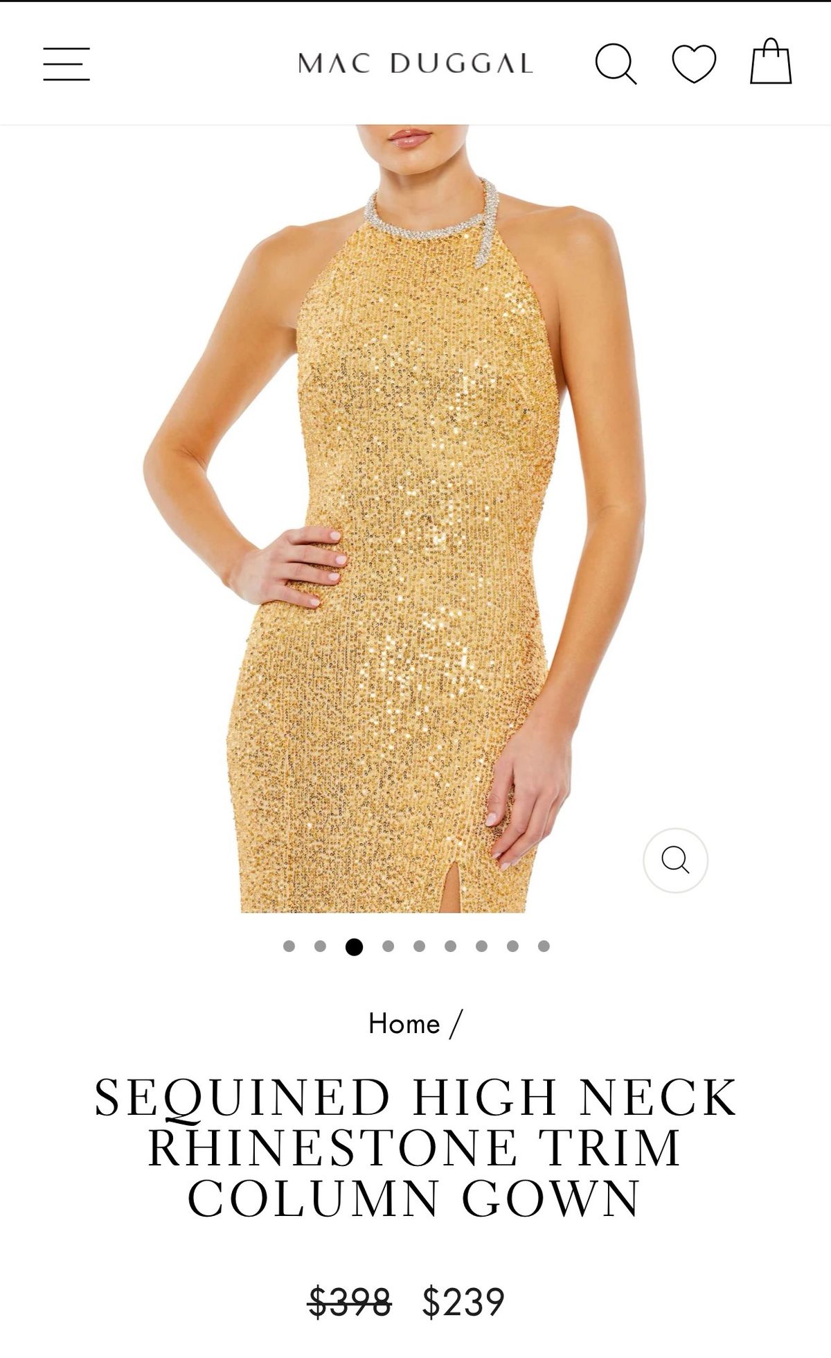 Style 26943 Mac Duggal Size 10 High Neck Gold Dress With Train on Queenly
