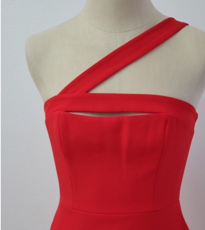 BCBG Size 0 Prom One Shoulder Red Cocktail Dress on Queenly