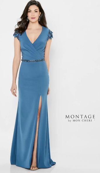 Montage by Mon Cheri Size 10 Blue Side Slit Dress on Queenly
