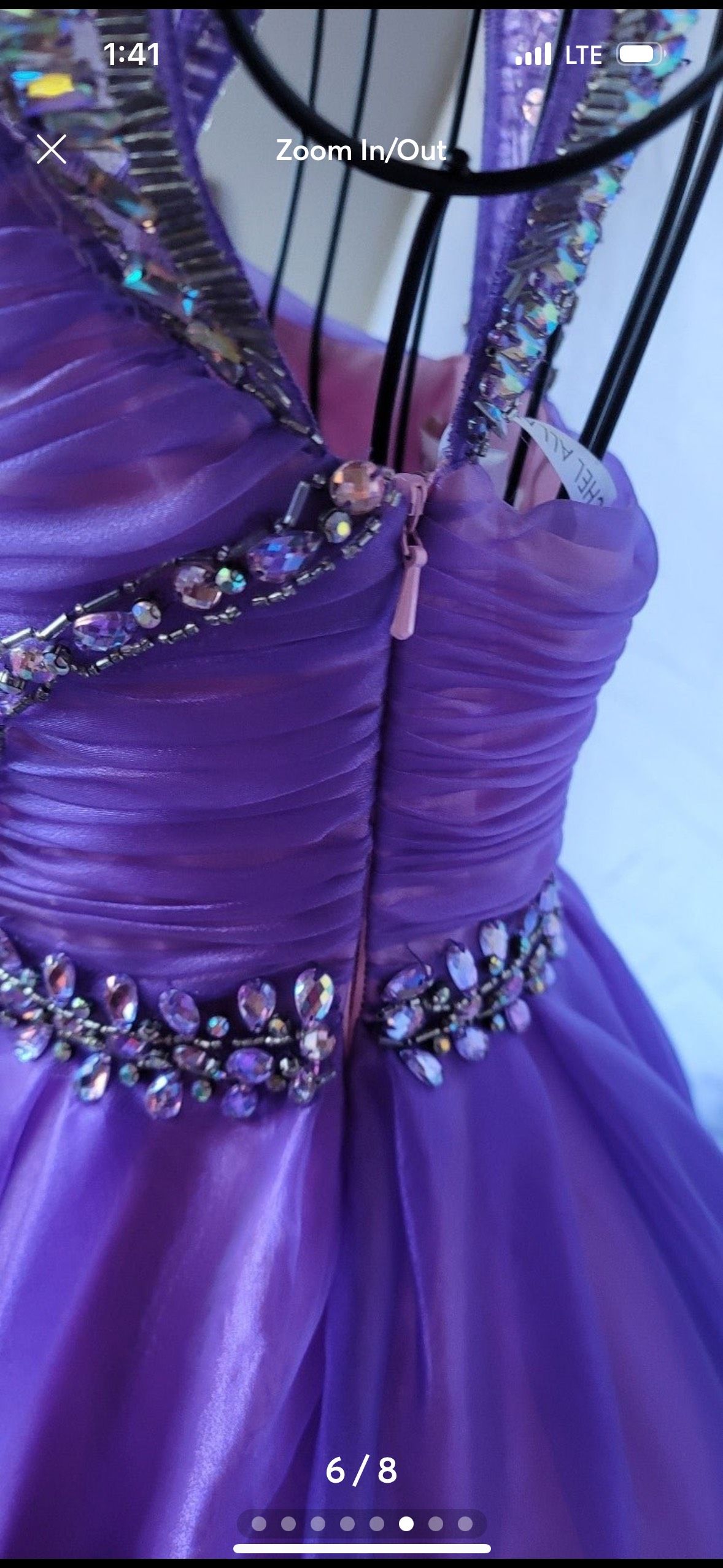 Rachel Allan Girls Size 8 Pageant High Neck Purple Ball Gown on Queenly