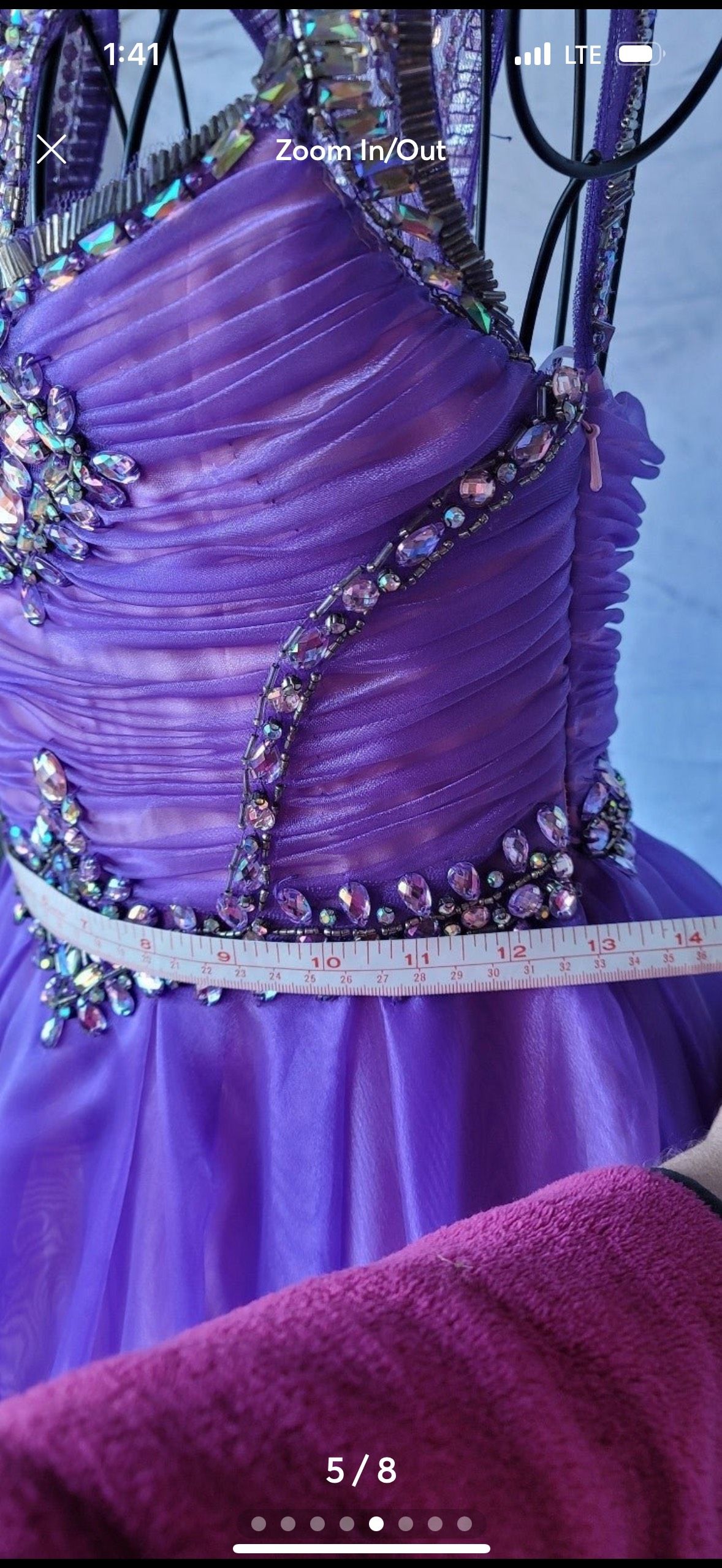 Rachel Allan Girls Size 8 Pageant High Neck Purple Ball Gown on Queenly