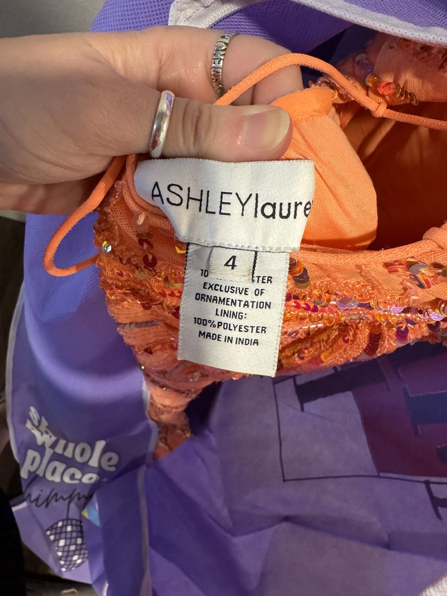Ashley Lauren Size 4 Prom One Shoulder Orange Side Slit Dress on Queenly