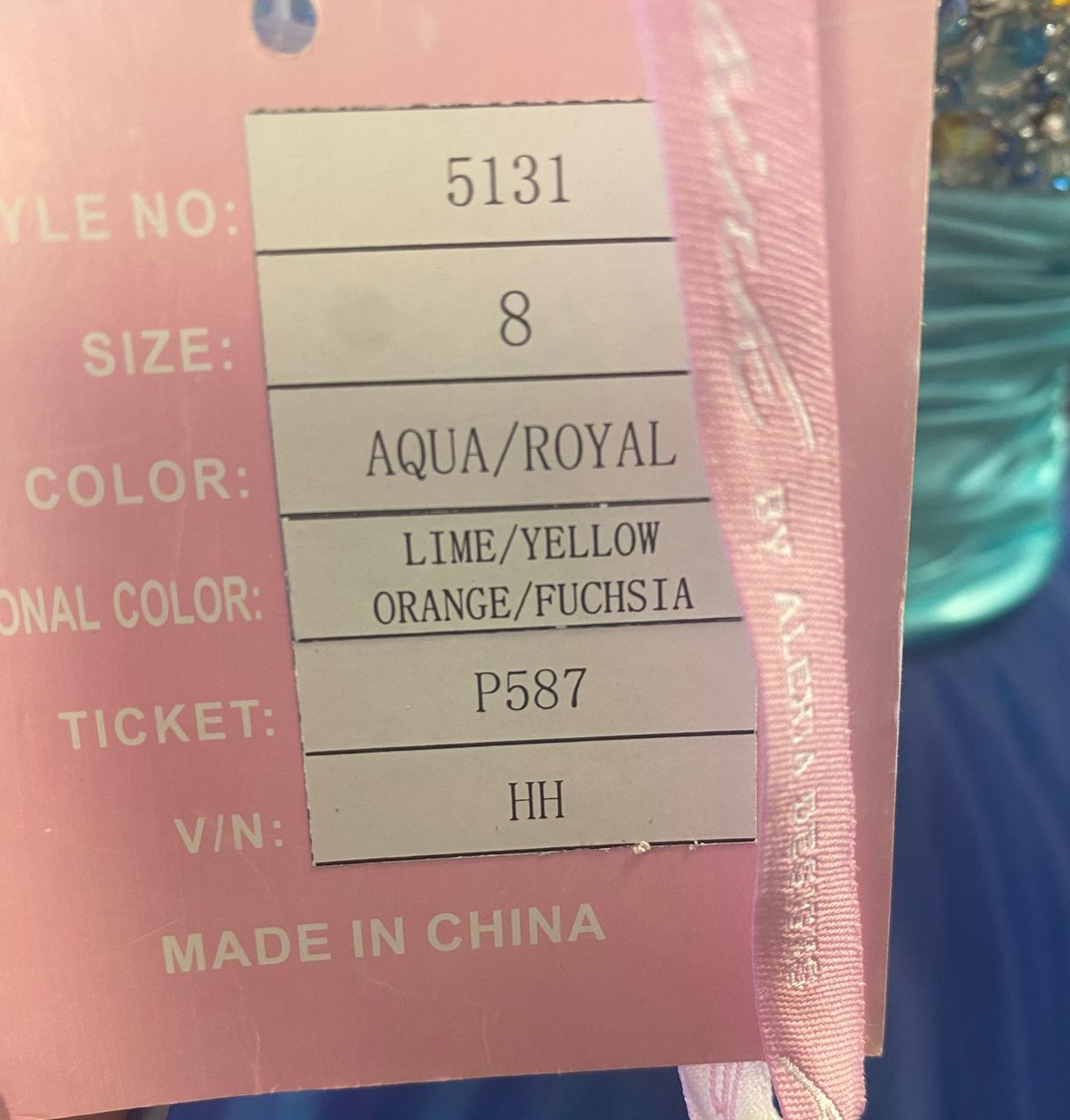 Style 5131 Pink by Alexia Designs Size 8 Bridesmaid Strapless Sequined Light Blue Ball Gown on Queenly
