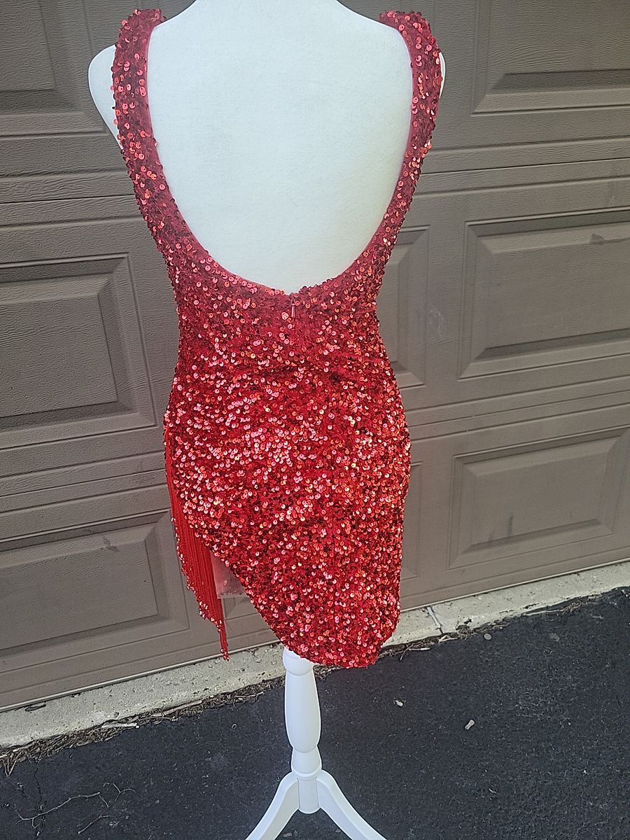 Amelia Couture Size 0 Homecoming Plunge Red Cocktail Dress on Queenly