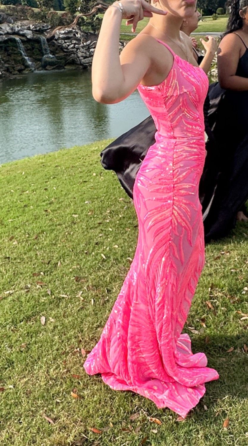 Style 05664 Jovani Size 2 Prom One Shoulder Pink Mermaid Dress on Queenly