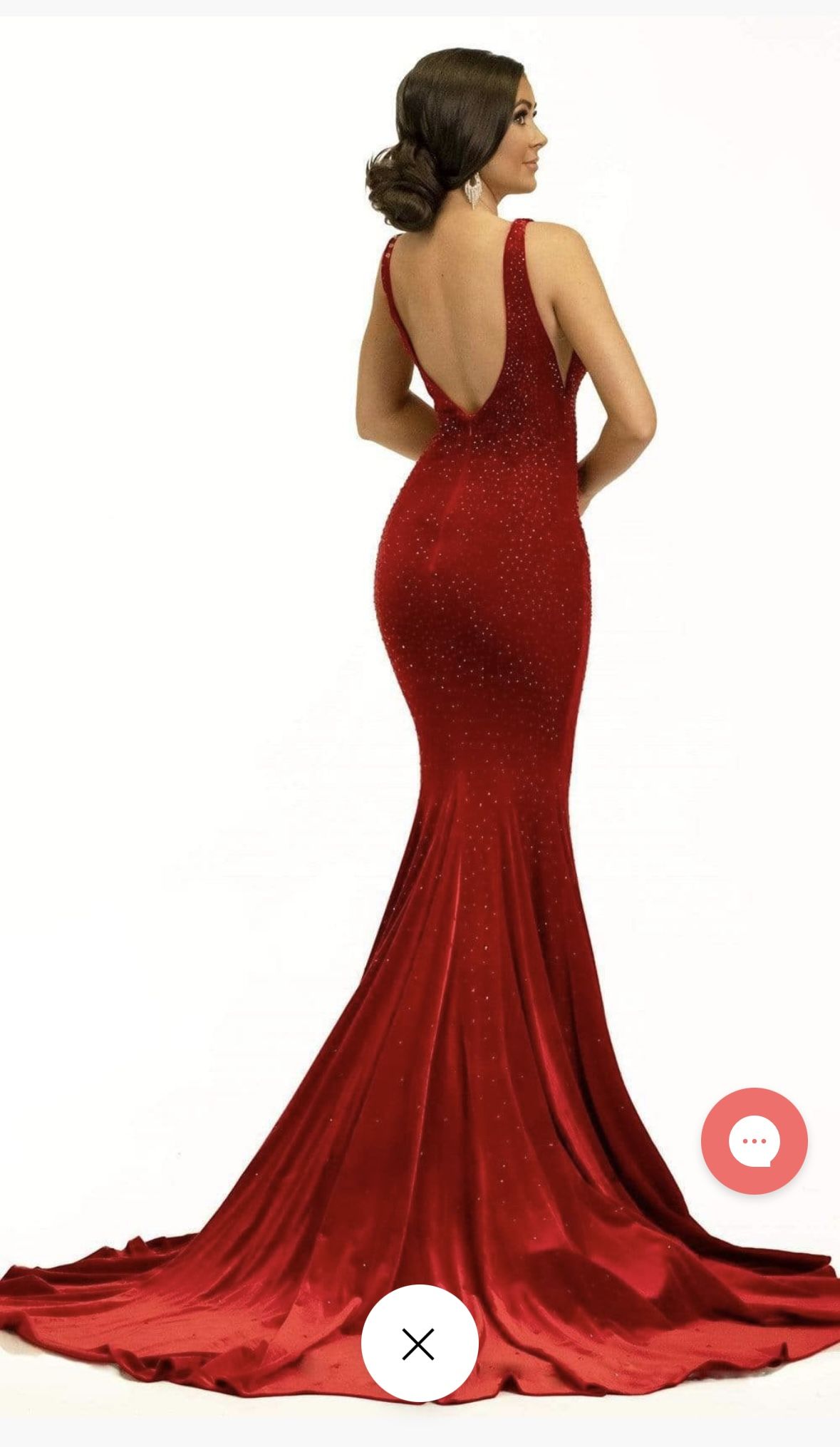 Style 2380 Johnathan Kayne Size 4 Prom Plunge Red Mermaid Dress on Queenly