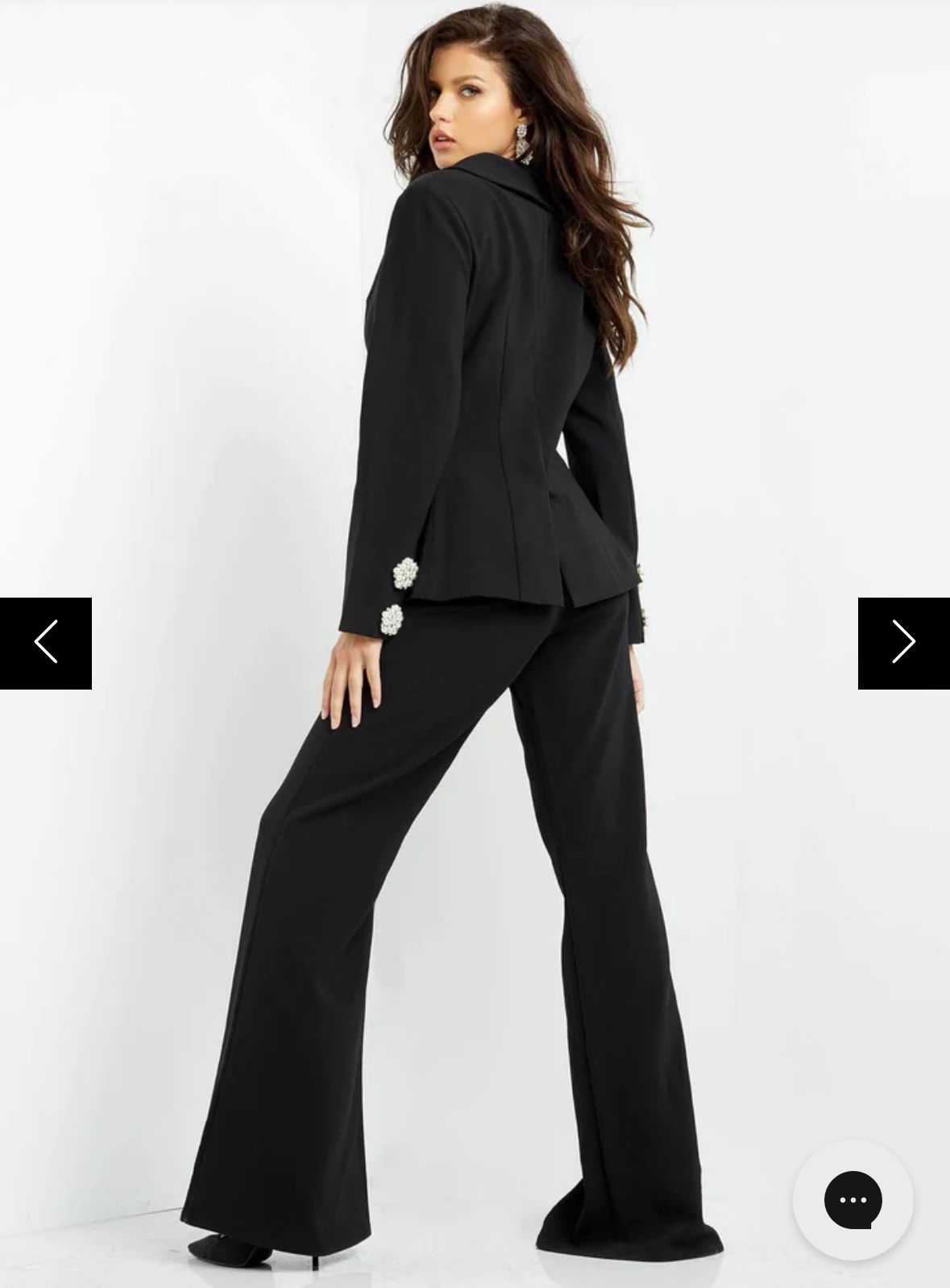 Style 02637 Jovani Size 6 Pageant Interview Blazer Sequined Black Formal Jumpsuit on Queenly