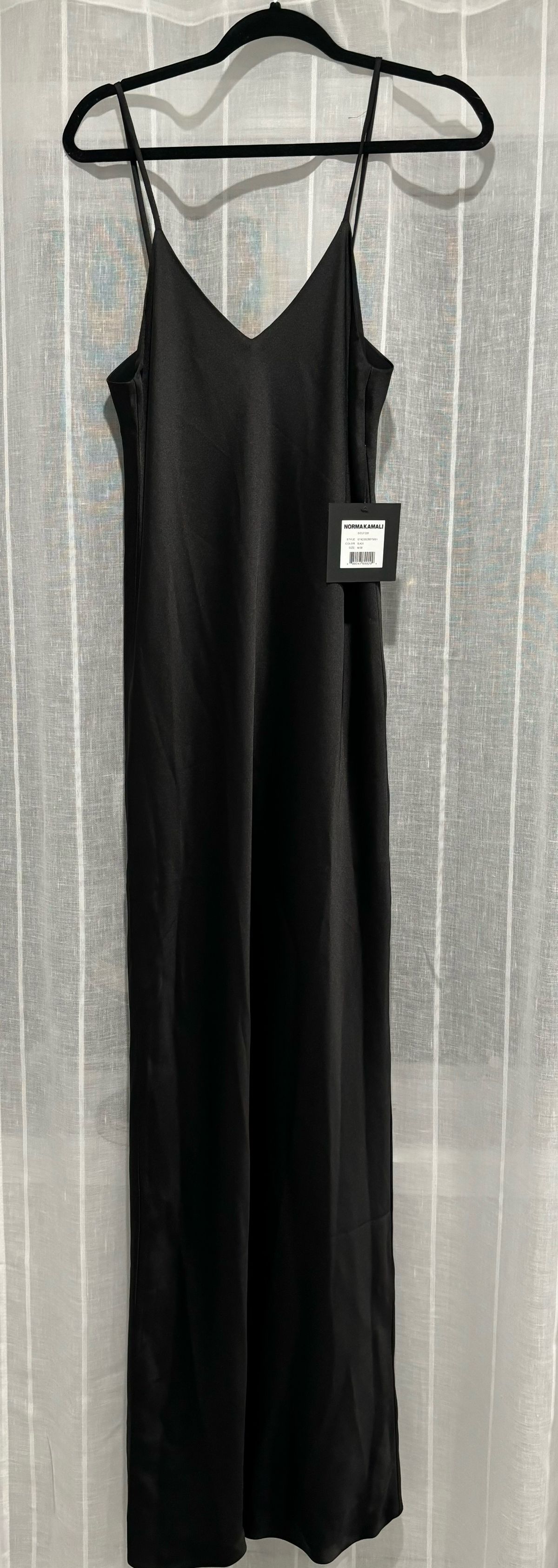 Norma Kamali Size M Prom Plunge Black Floor Length Maxi on Queenly