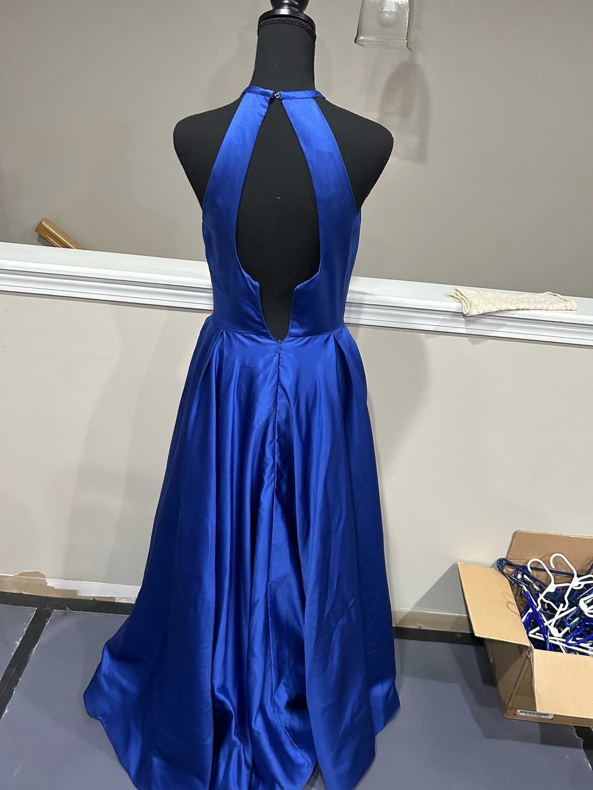 Size 2 Prom High Neck Blue Ball Gown on Queenly