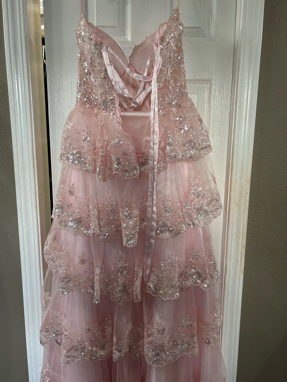 Style A1305 Andrea & Leo Couture Size 6 Prom Strapless Light Pink A-line Dress on Queenly