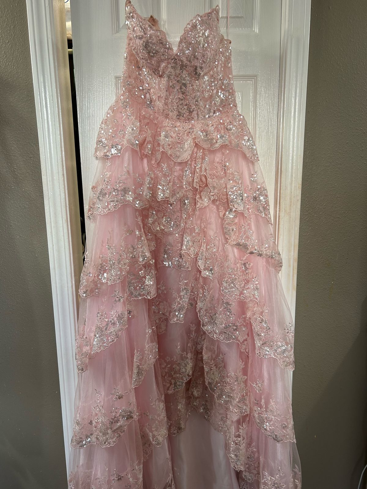 Style A1305 Andrea & Leo Couture Size 6 Prom Strapless Light Pink A-line Dress on Queenly