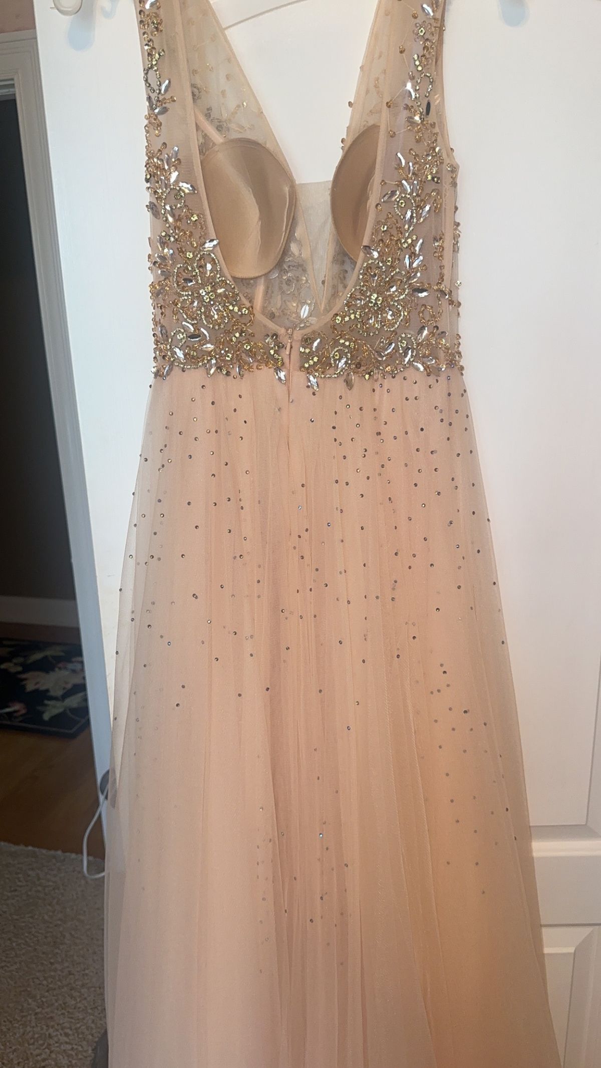 Jovani Size 6 Prom Rose Gold Floor Length Maxi on Queenly