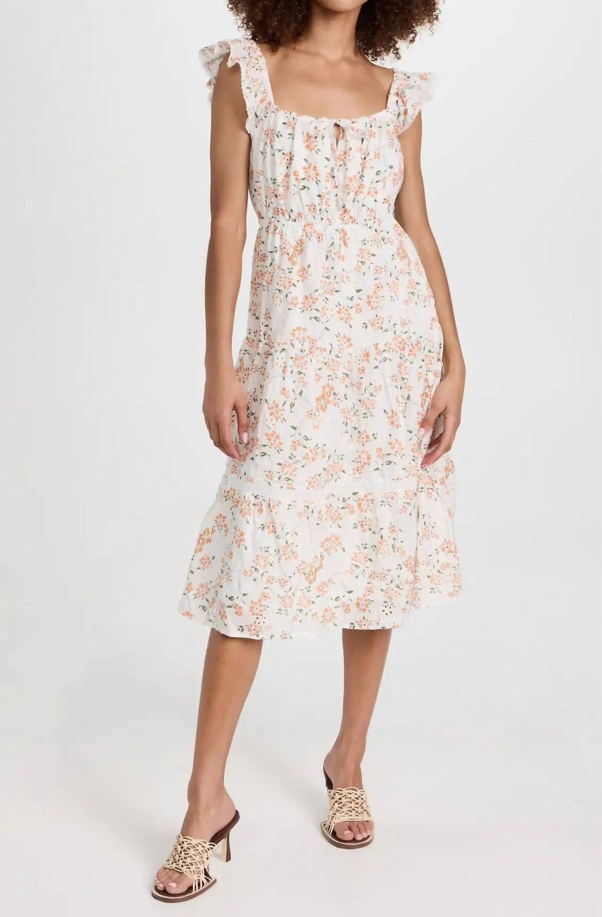 Style 1-1167926652-149 LOST + WANDER Size L Floral White Cocktail Dress on Queenly