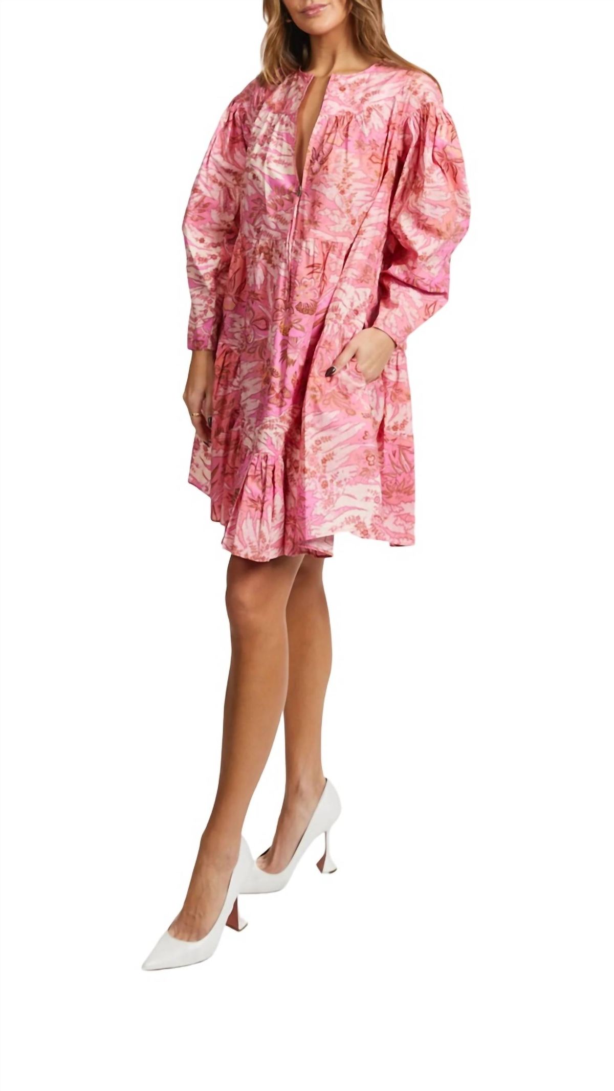 Style 1-1490198880-917 Ulla Johnson Size 2 Long Sleeve Floral Pink Cocktail Dress on Queenly
