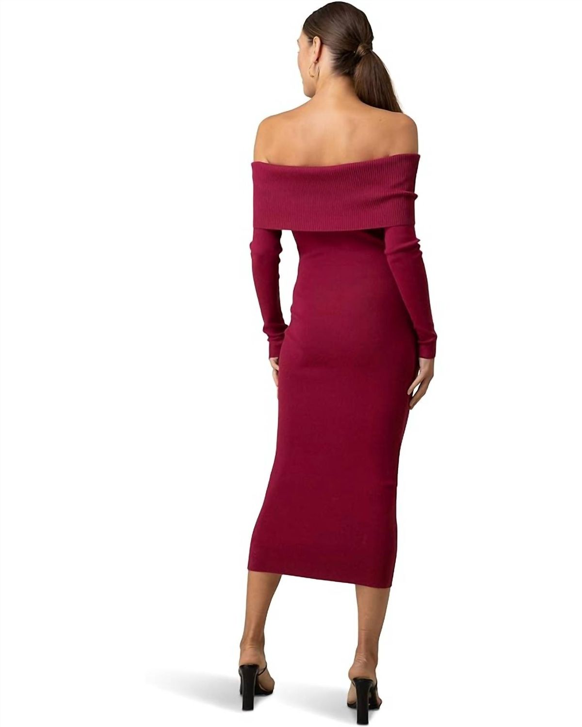 Style 1-1571929266-3011 line and dot Size M Long Sleeve Burgundy Red Cocktail Dress on Queenly