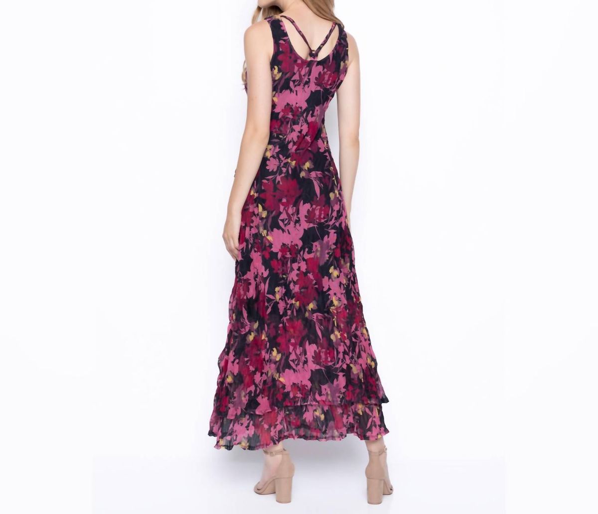 Style 1-1608194189-149 PICADILLY Size L Floral Black Floor Length Maxi on Queenly