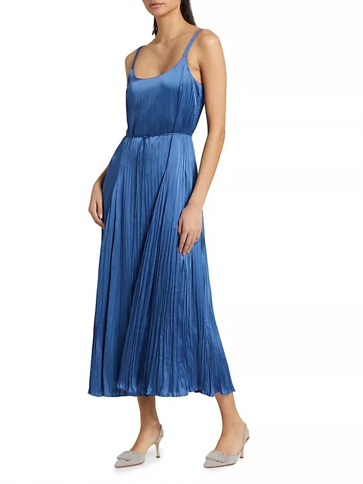 Style 1-2024056153-892 Vince Size M Satin Blue Cocktail Dress on Queenly